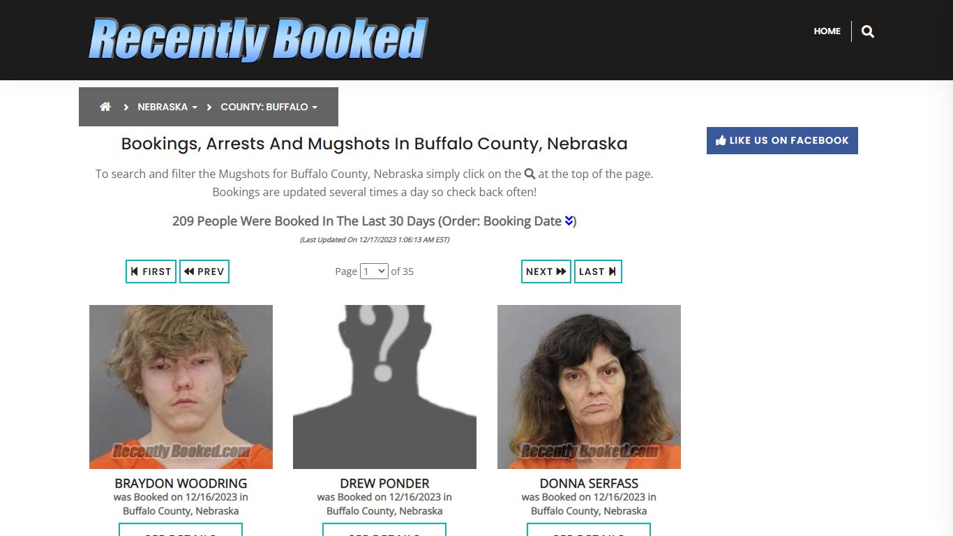 Bookings, Arrests and Mugshots in Buffalo County, Nebraska